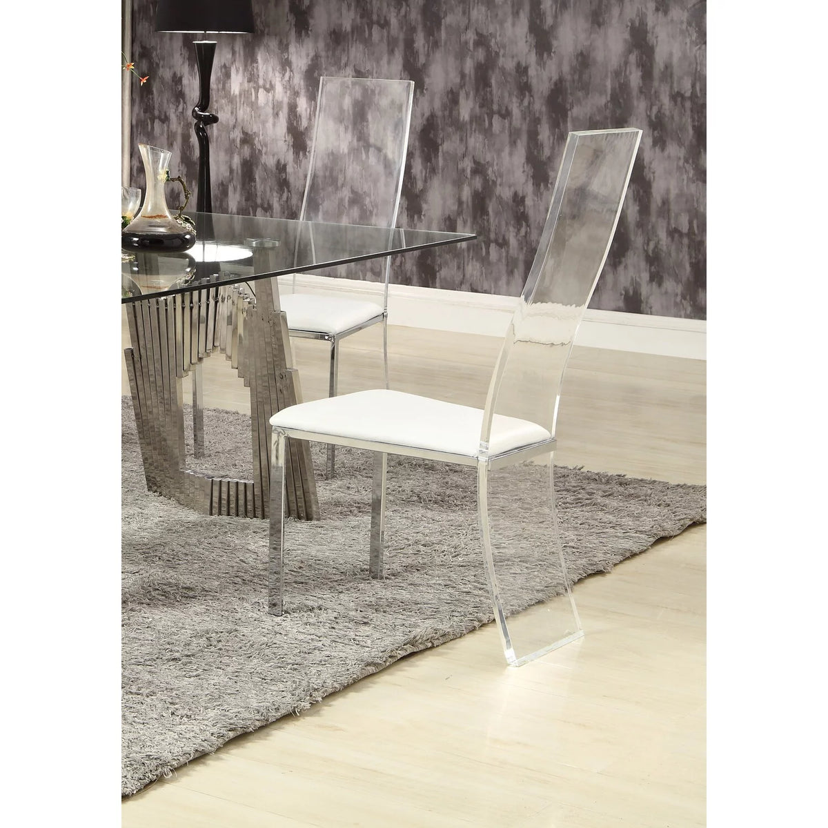 Acrylic High-Back Upholstered Side Chair, Set of 2 V68075