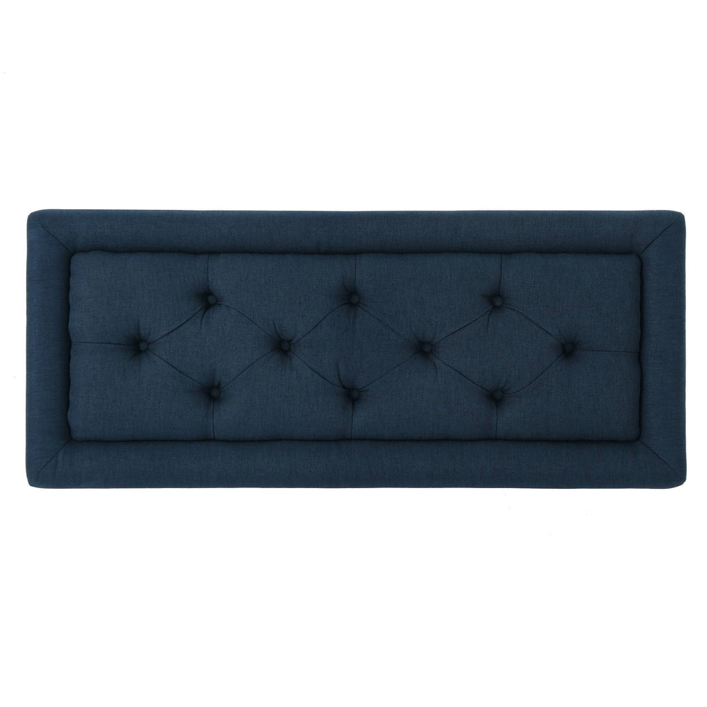 Grey Rectangle Tufted Fabric Ottoman Bench Y413390