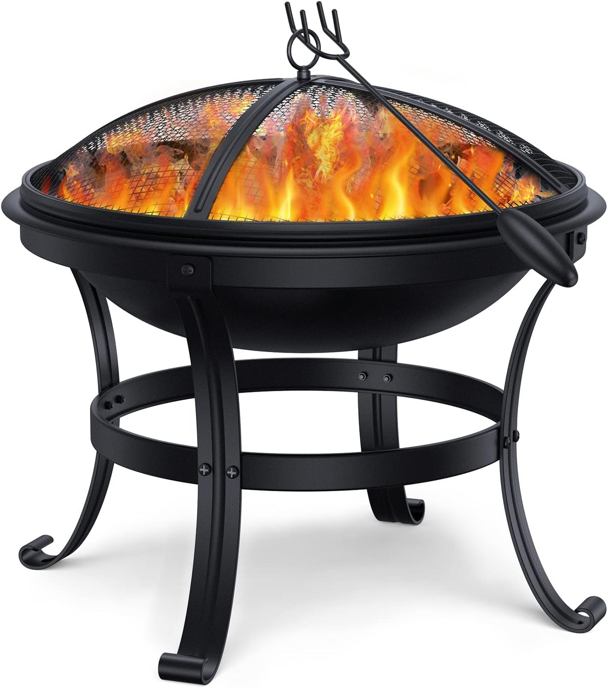 22in Cast Iron Wood Burning Fire Pit with Cooking Grill V353934