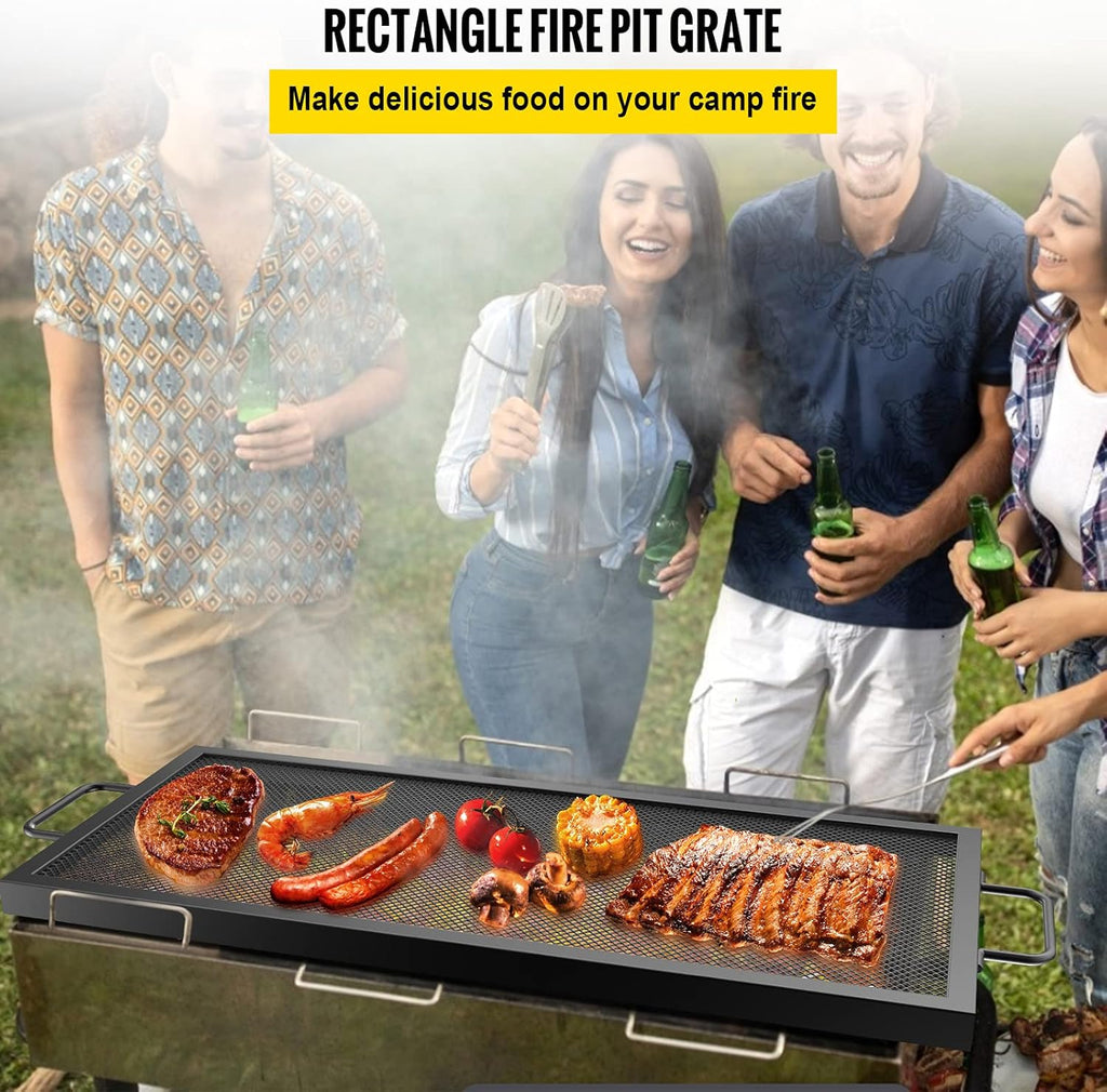 Black Steel Fire Pit Cooking Grate with Handles, Pack of 2 M738