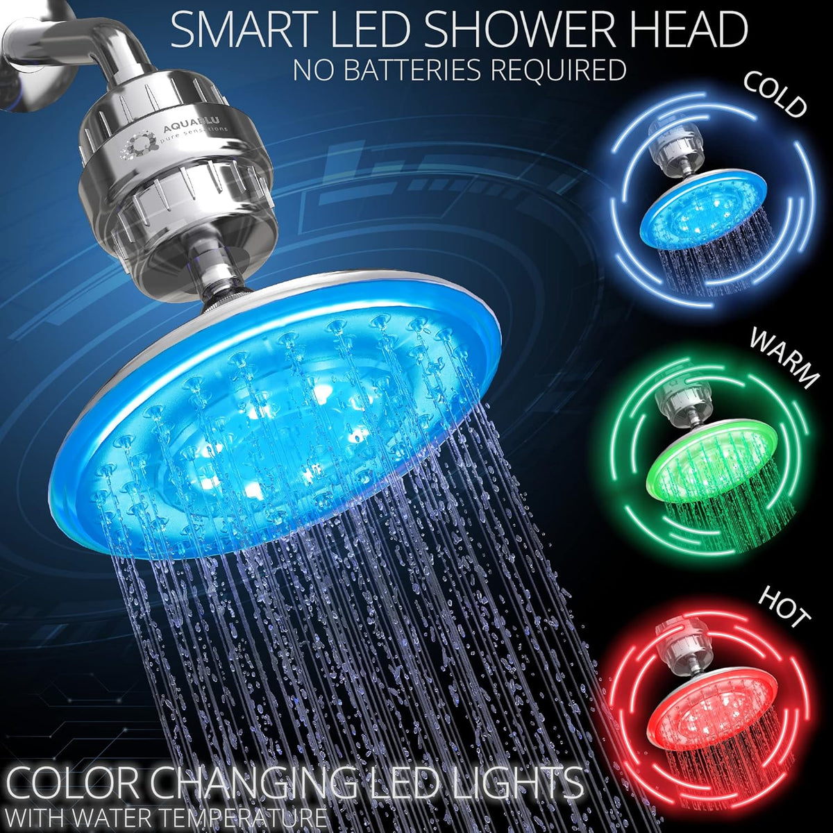 Large 8" LED Shower Head with Filter, Pack of 2 L878915