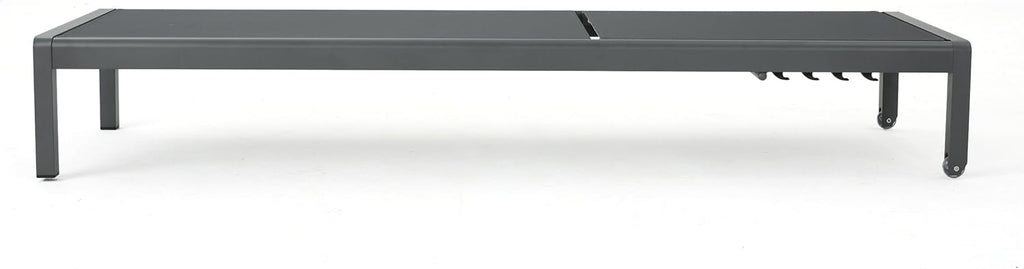 Outdoor Aluminum Chaise Lounge with Mesh Seat, Grey / Dark Grey L63015