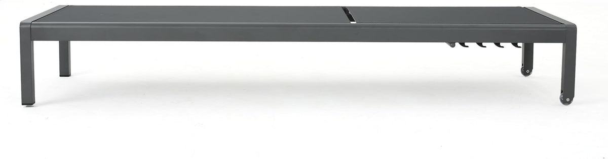 Outdoor Aluminum Chaise Lounge with Mesh Seat, Grey / Dark Grey L63015