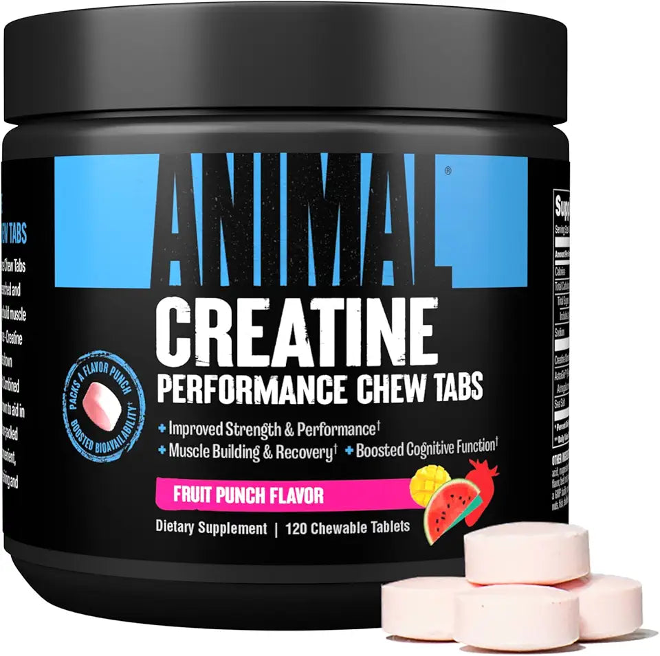 Omega 3 & 6 Supplement with Creatine Chews Tablets Fruit Punch V948