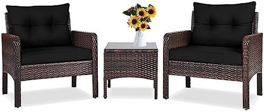 3 Piece Rattan Sectional Sofa Set with Seat Cushions C7248