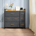 Light Gray 7 Drawer Fabric Dresser O692