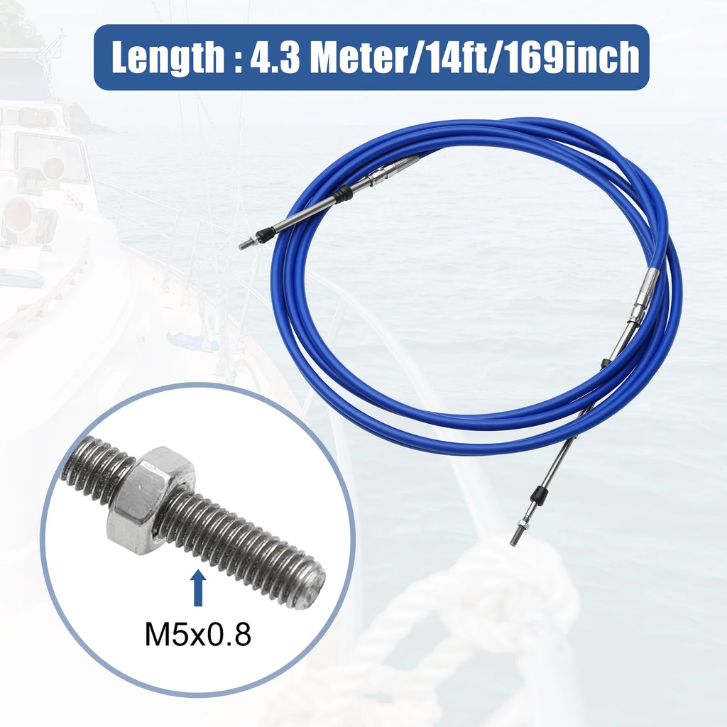 14ft 4.3 Meter Marine Throttle Shift Remote Control Box Cable for Outboard Engine Boat C466231