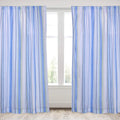 Striped Coastal Fish Drape Panel in Blues and Greens U76069