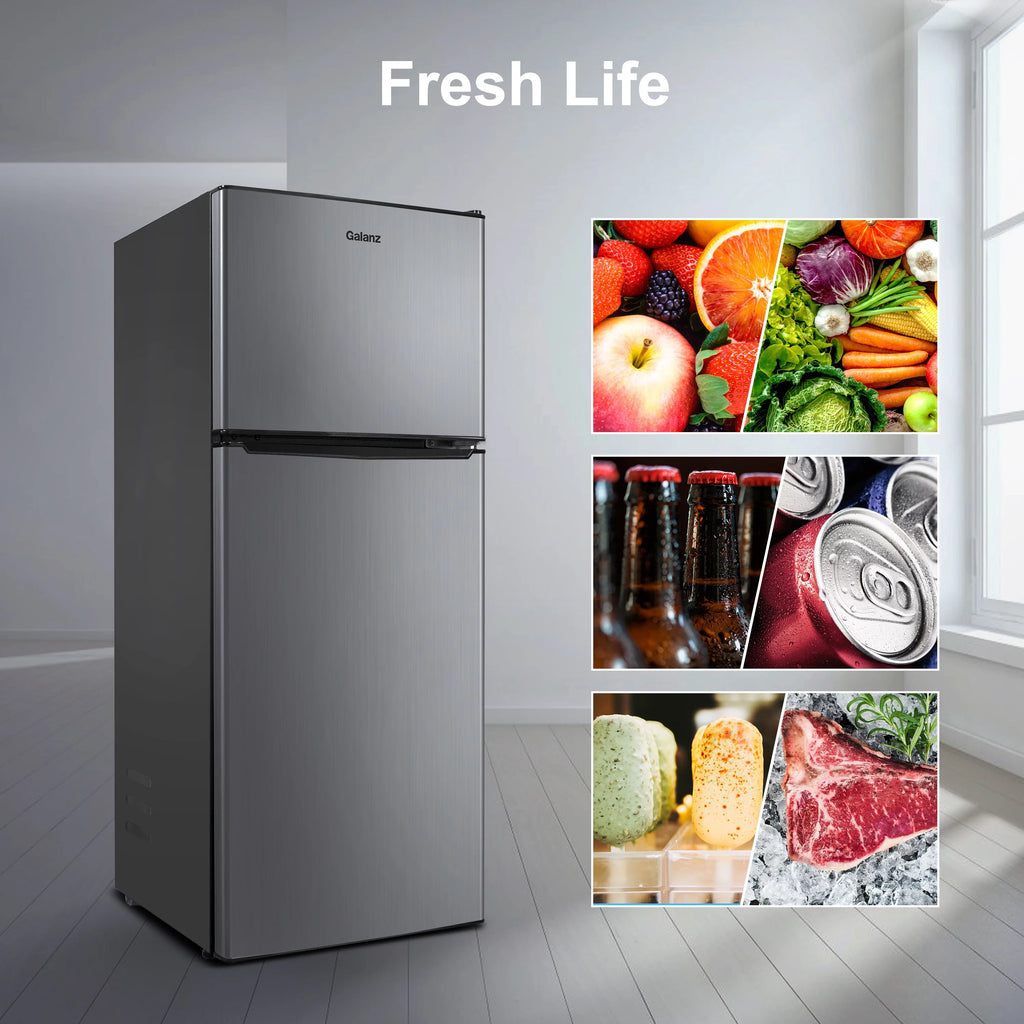 Stainless Steel Two Door Mini Refrigerator with Freezer W707