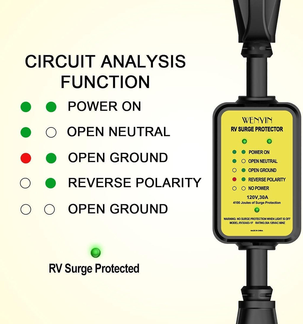 30 amp RV Surge Protector with LED Indicator Light H962