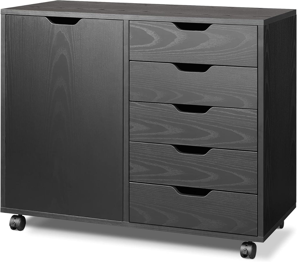 Black 5-Drawer Wood Dresser B480465