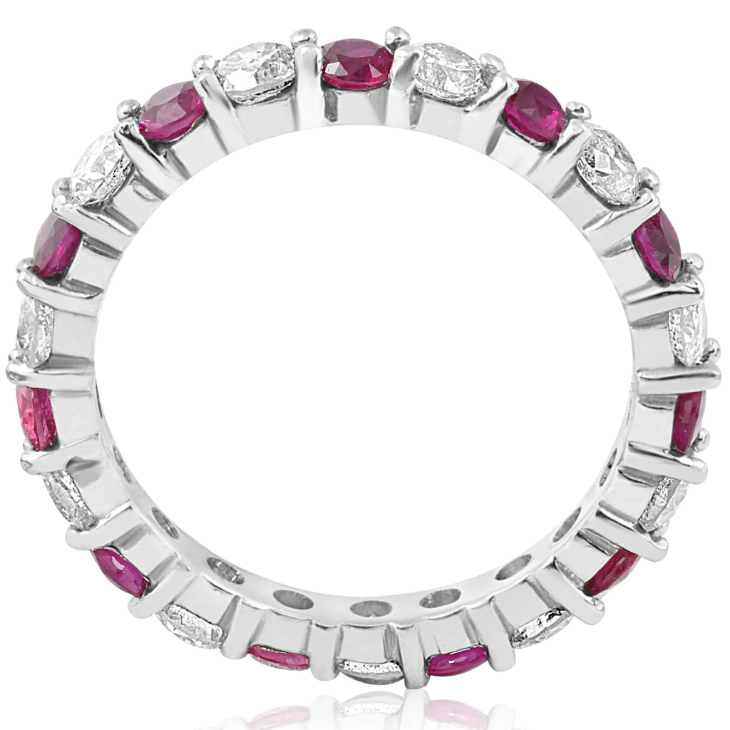 2 ct Ruby & Diamond Eternity Ring 14K White Gold Stackable Wedding Band N925