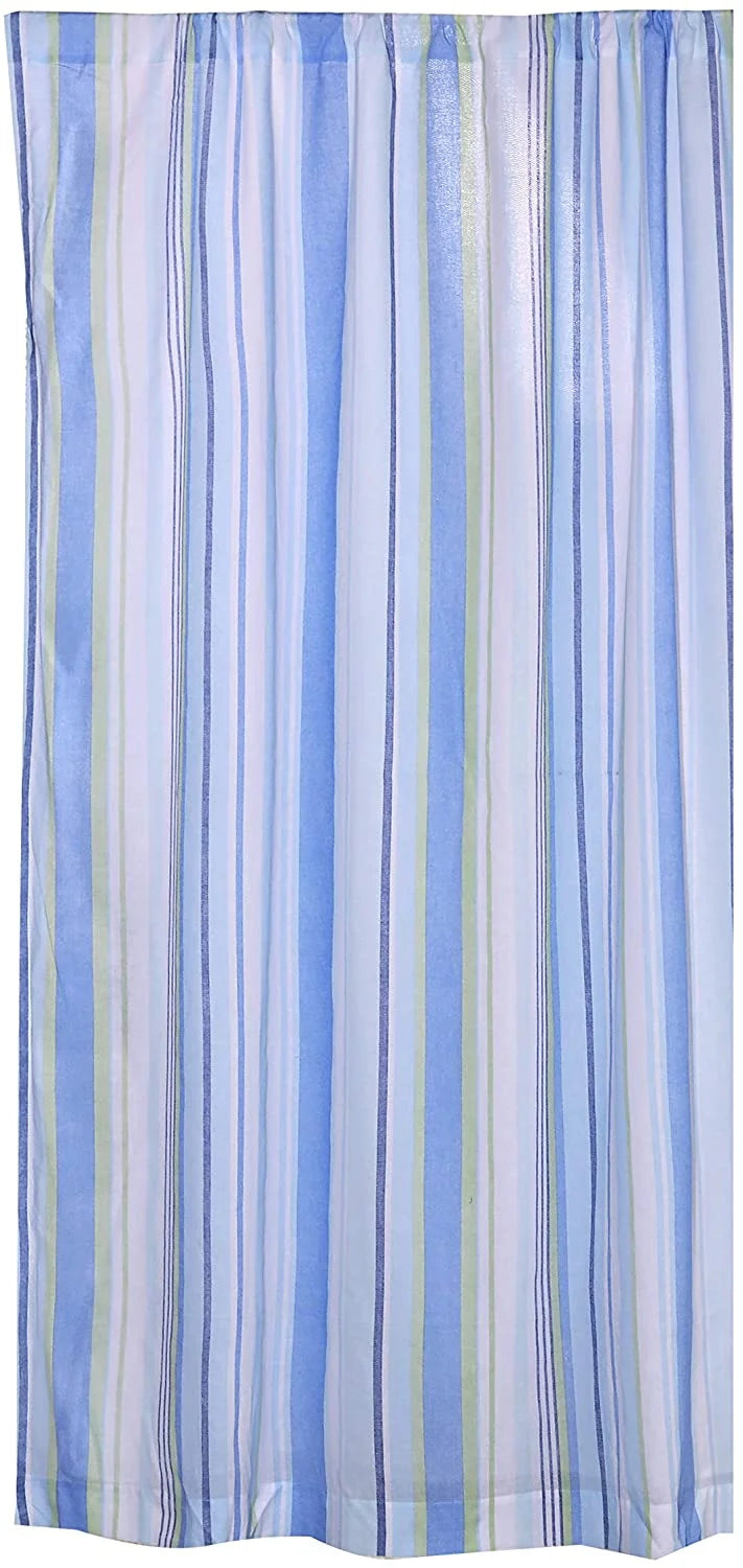 Striped Coastal Fish Drape Panel in Blues and Greens U76069