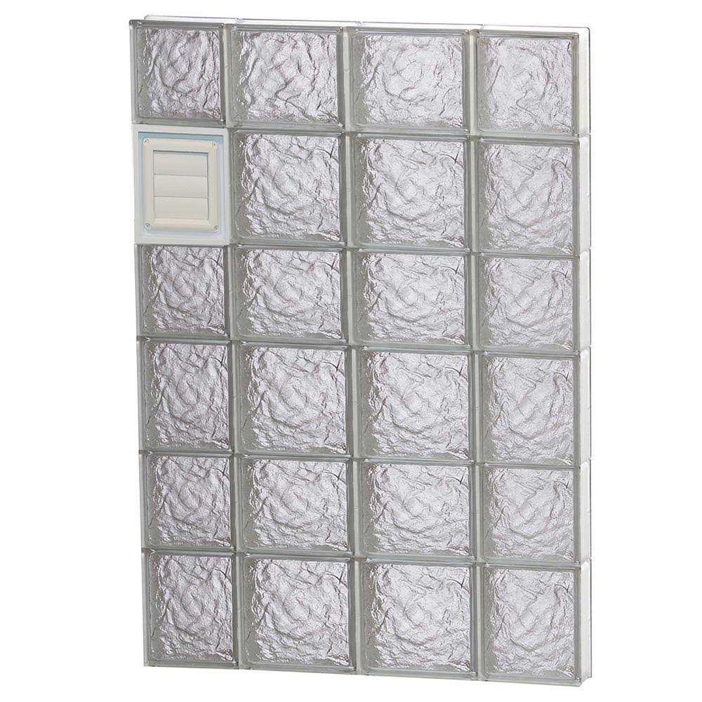 Frameless Ice Pattern Glass Block Window with Dryer Vent N6914