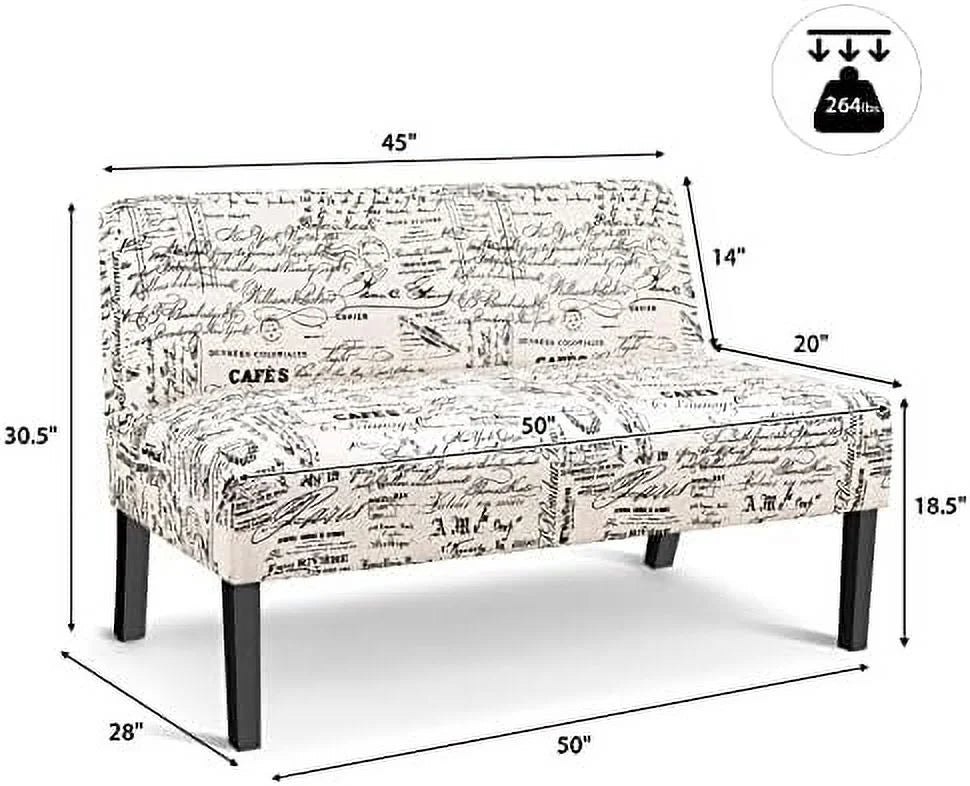 Armless Loveseat Sofa Fabric Q87713