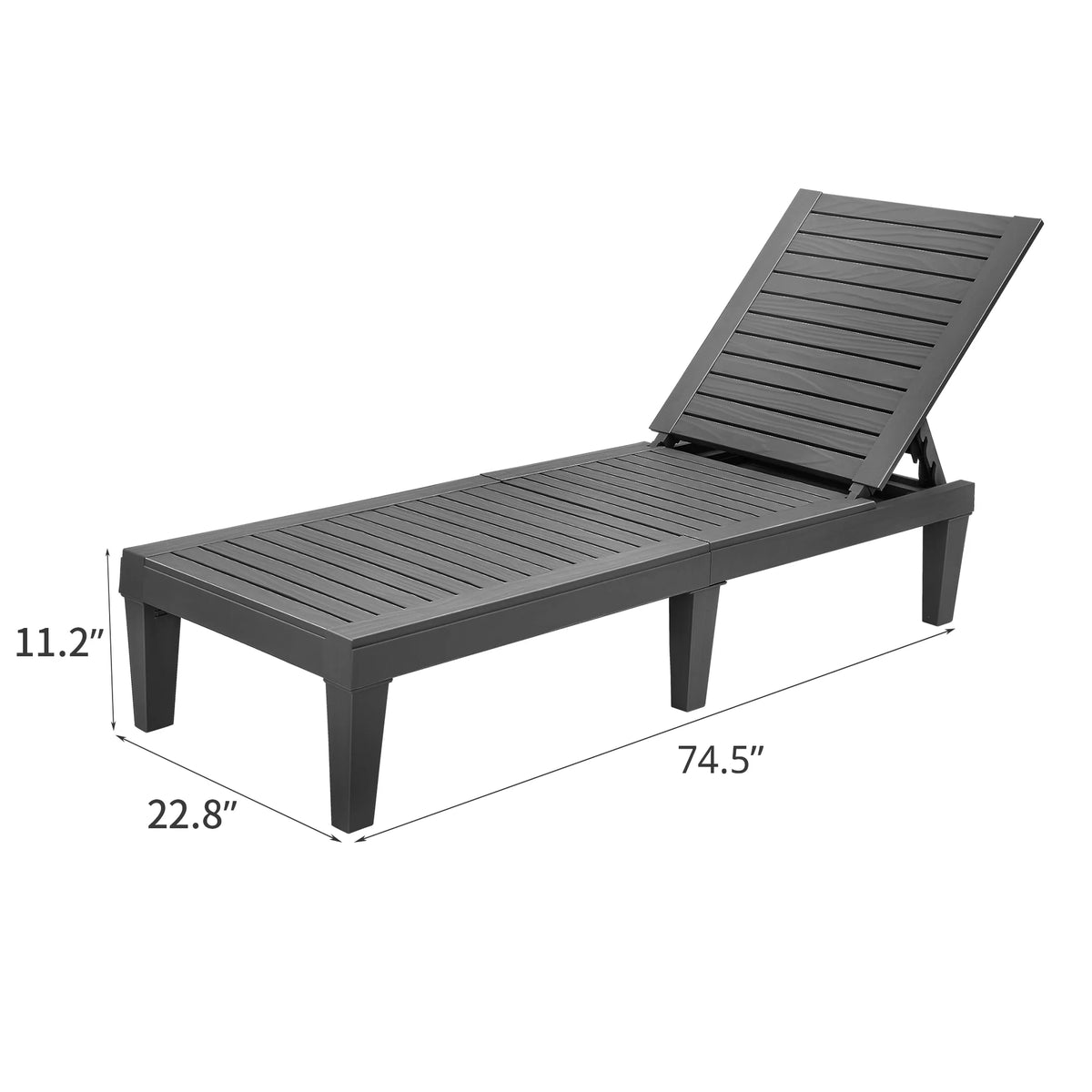 2 Pcs Adjustable Taupe Outdoor Lounge Chairs U374