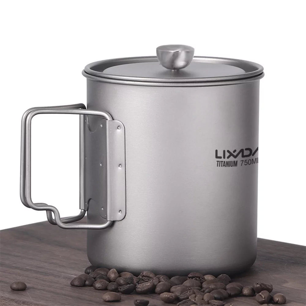 750ml Coffee Cup Mug French Press Pot with Folding Spoon Q840