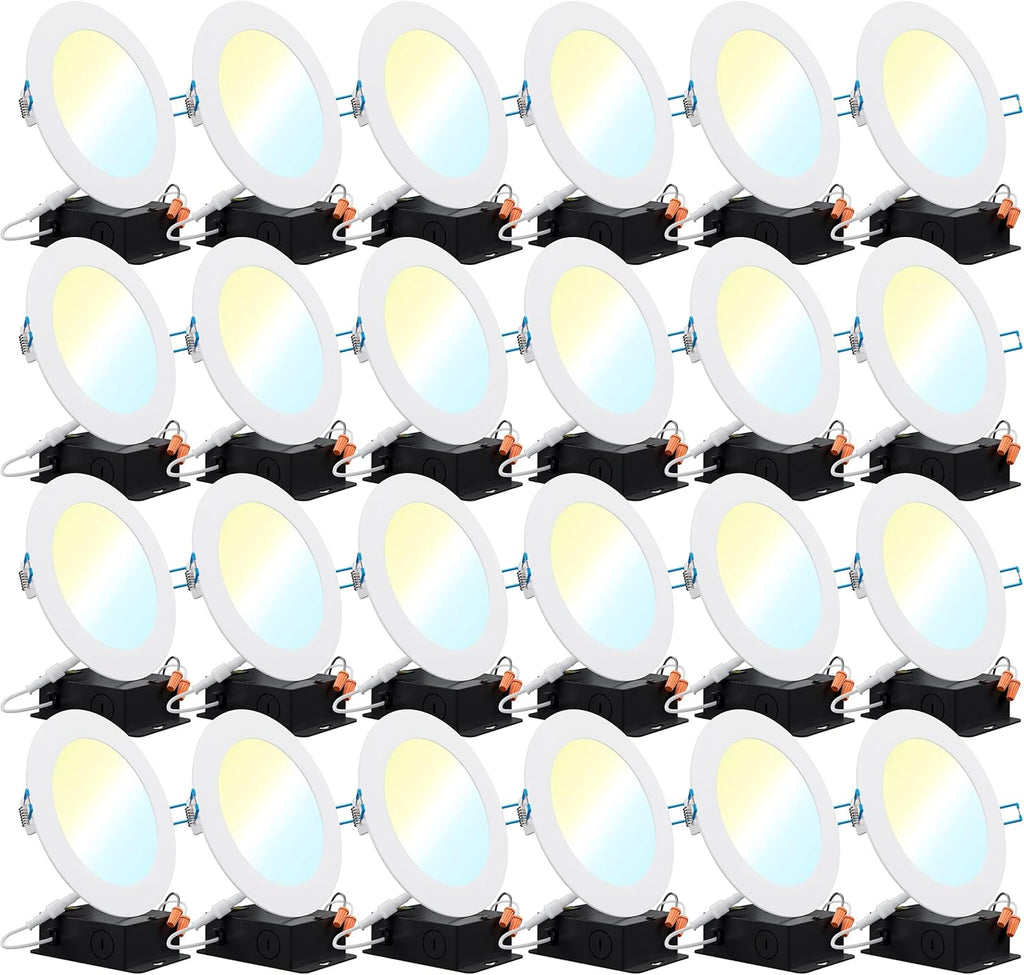 24 Pack 4 Inch Ultra Thin LED Recessed Ceiling Lights, 4000K Cool White, Dimmable 10W, 650 LM A218326