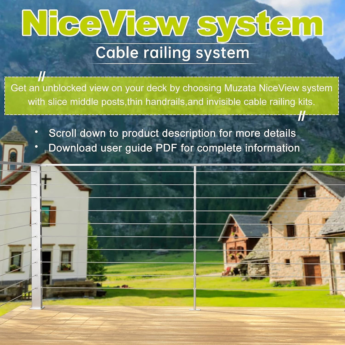 1/8 Invisible Cable Railing Kit with Turnbuckle Swage Threaded Stud and Stemball U35430