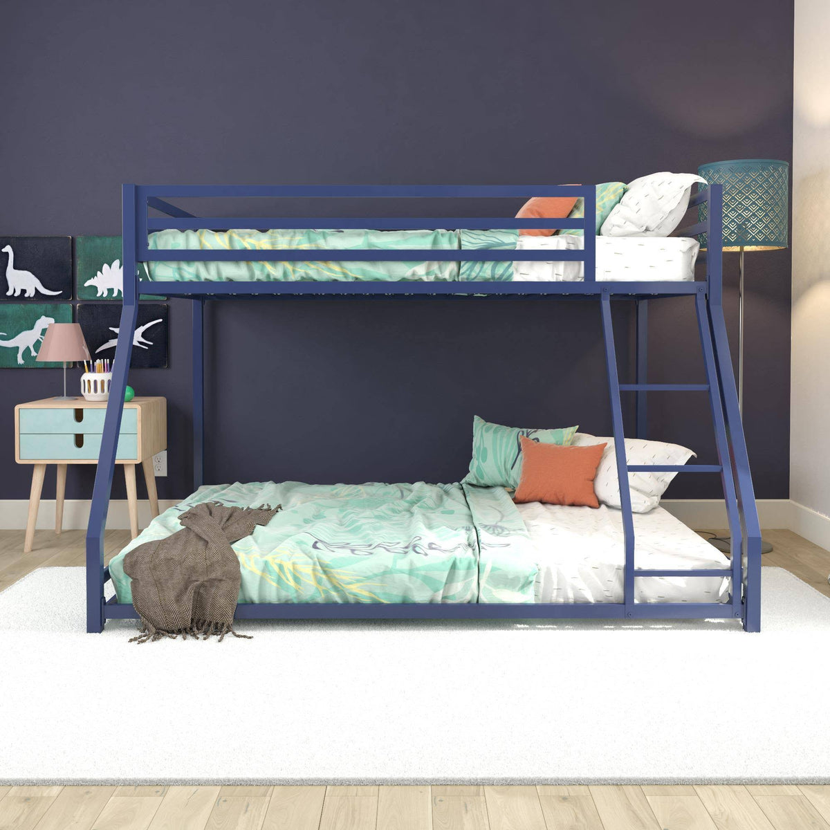 Twin/Full Metal Bunk Bed Blue H60124