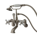Triple Handle Wall Mounted Clawfoot Tub Filler with Satin Nickel Z971212