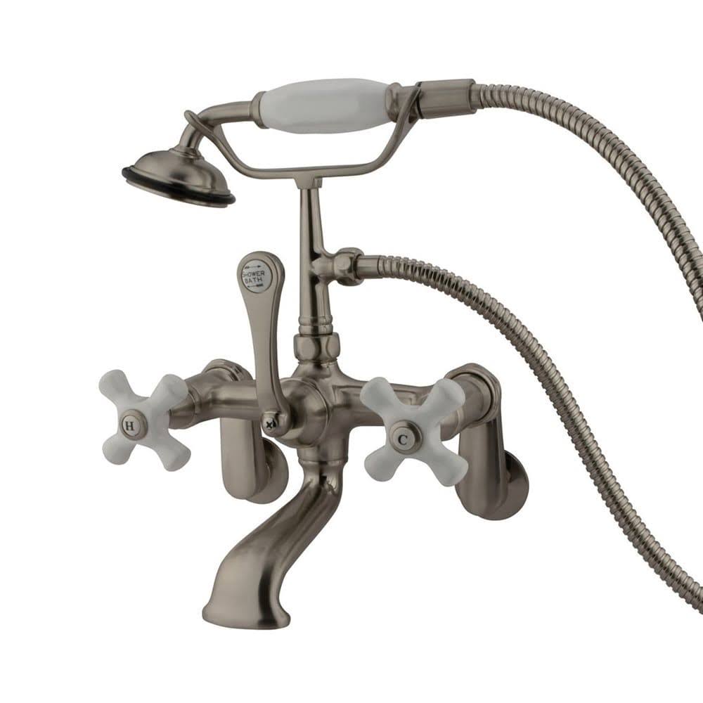 Triple Handle Wall Mounted Clawfoot Tub Filler with Satin Nickel Z971212