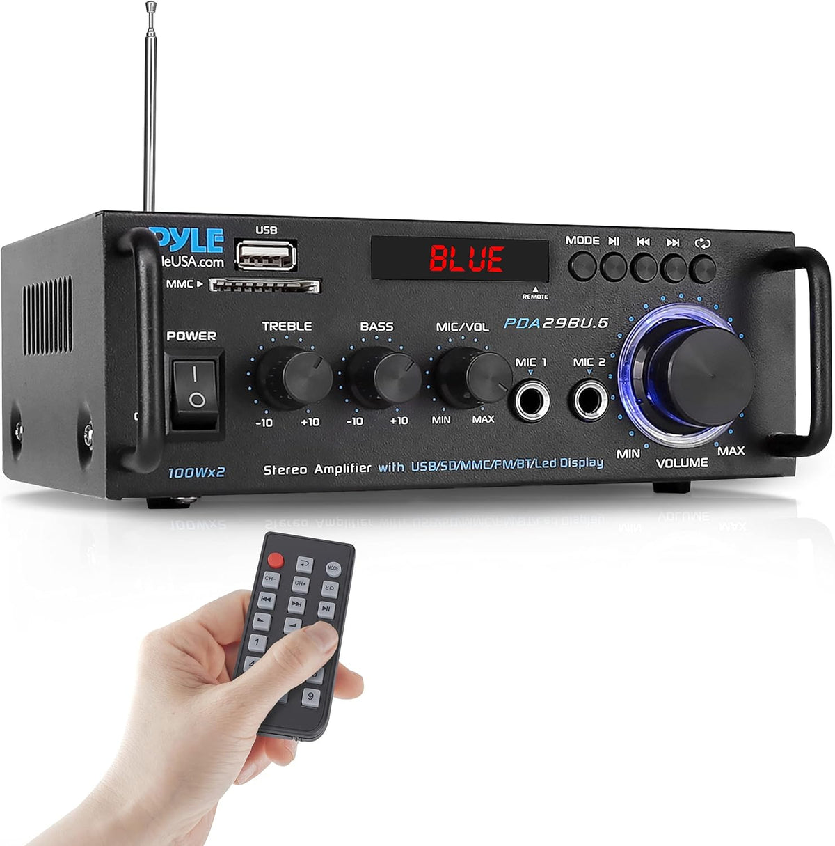 200W 2 Channel Bluetooth Stereo Power Amplifier with FM Radio, Pack of 2 M300