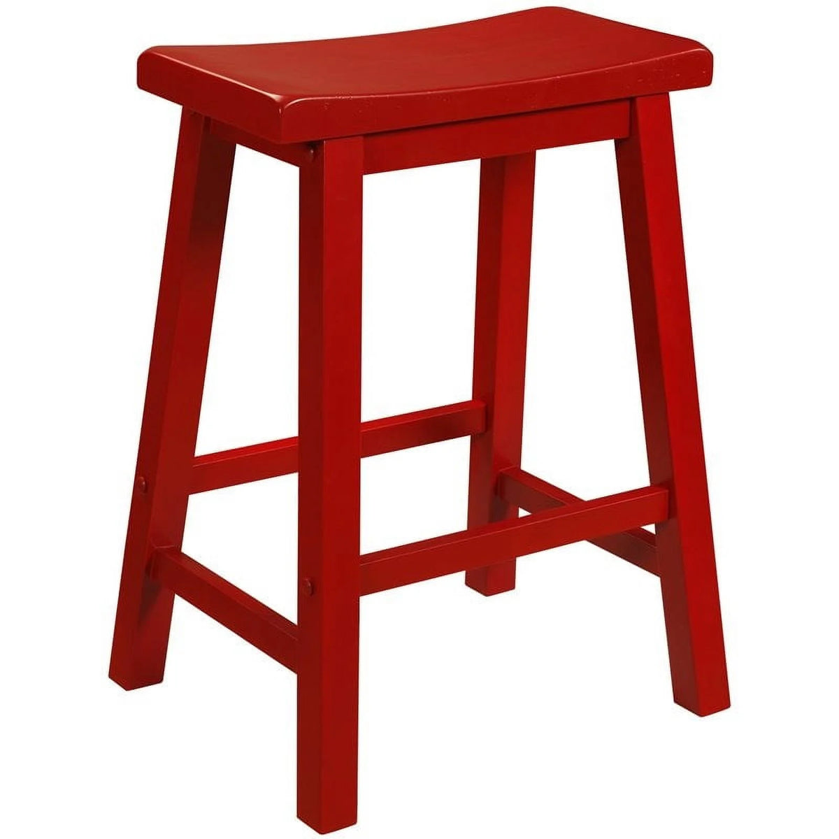 24" Wood Backless Saddle Seat Counter Stool in Red A8817