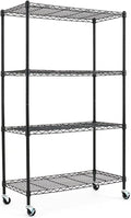 Black Adjustable Carbon Steel Wire Shelving Unit on Wheels K6400