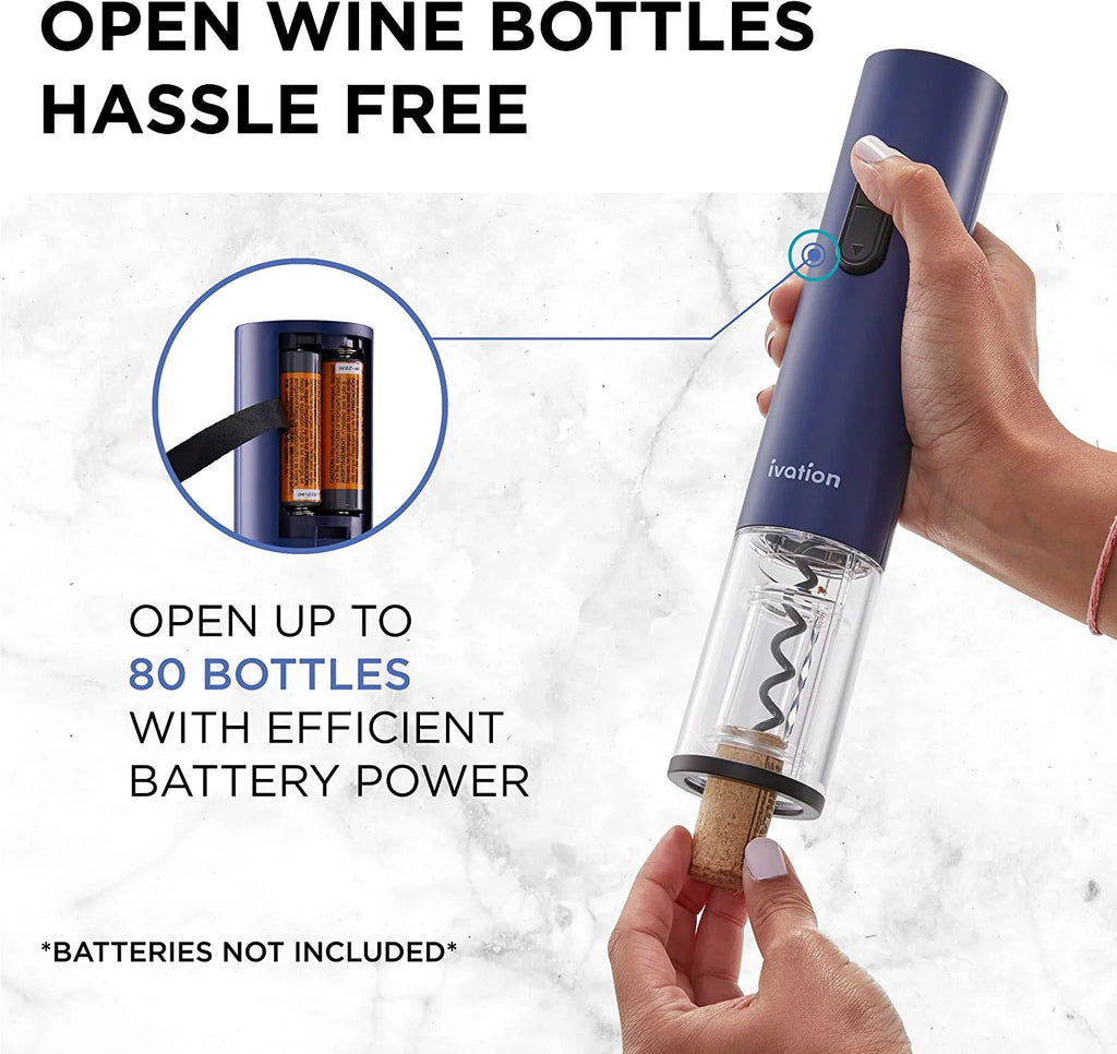 Wine Accessory Kit with Electric Bottle Opener, Aerator Dispenser, Preserver Pump, Cork Stoppers & Foil Cutter T826961
