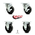 Phenolic TP Caster Set of 4 with 4x22 Wheels, 2 with Brakes and 2 Rigid N45099
