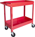 Red Steel Push Cart with 2 Shelves S95998