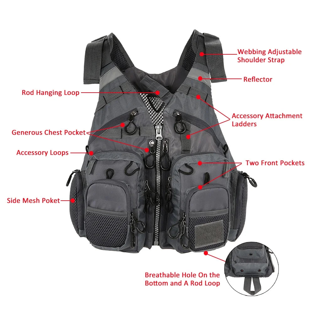 Breathable Padded Fishing Vest Floatation Device 209 Lb W97684