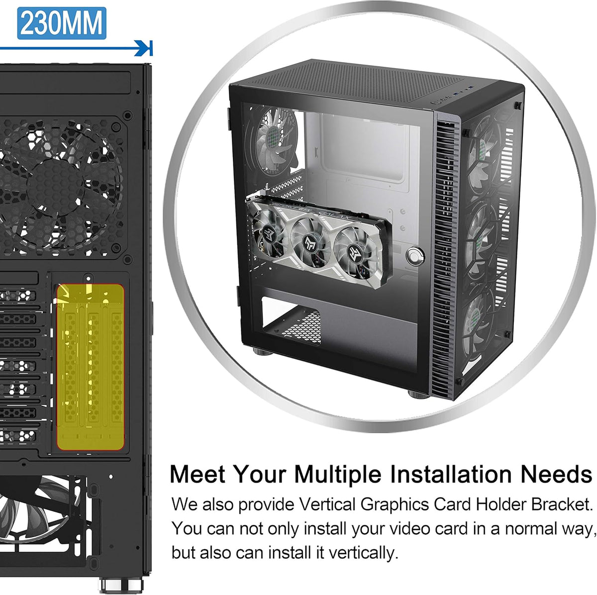 6 PCS LED ARGB Fans ATX Tower Computer Case A368
