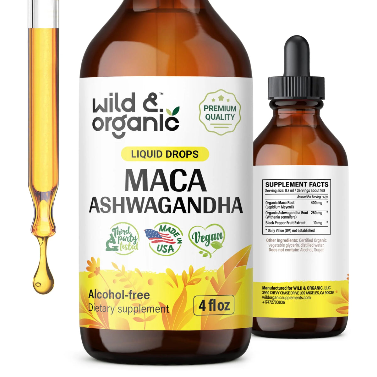 Organic Maca Ashwagandha Liquid Extract 4 fl oz O770372