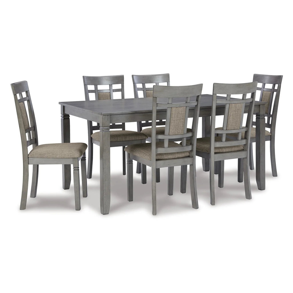 7 Piece Light Gray Wood Dining Table Set U3268
