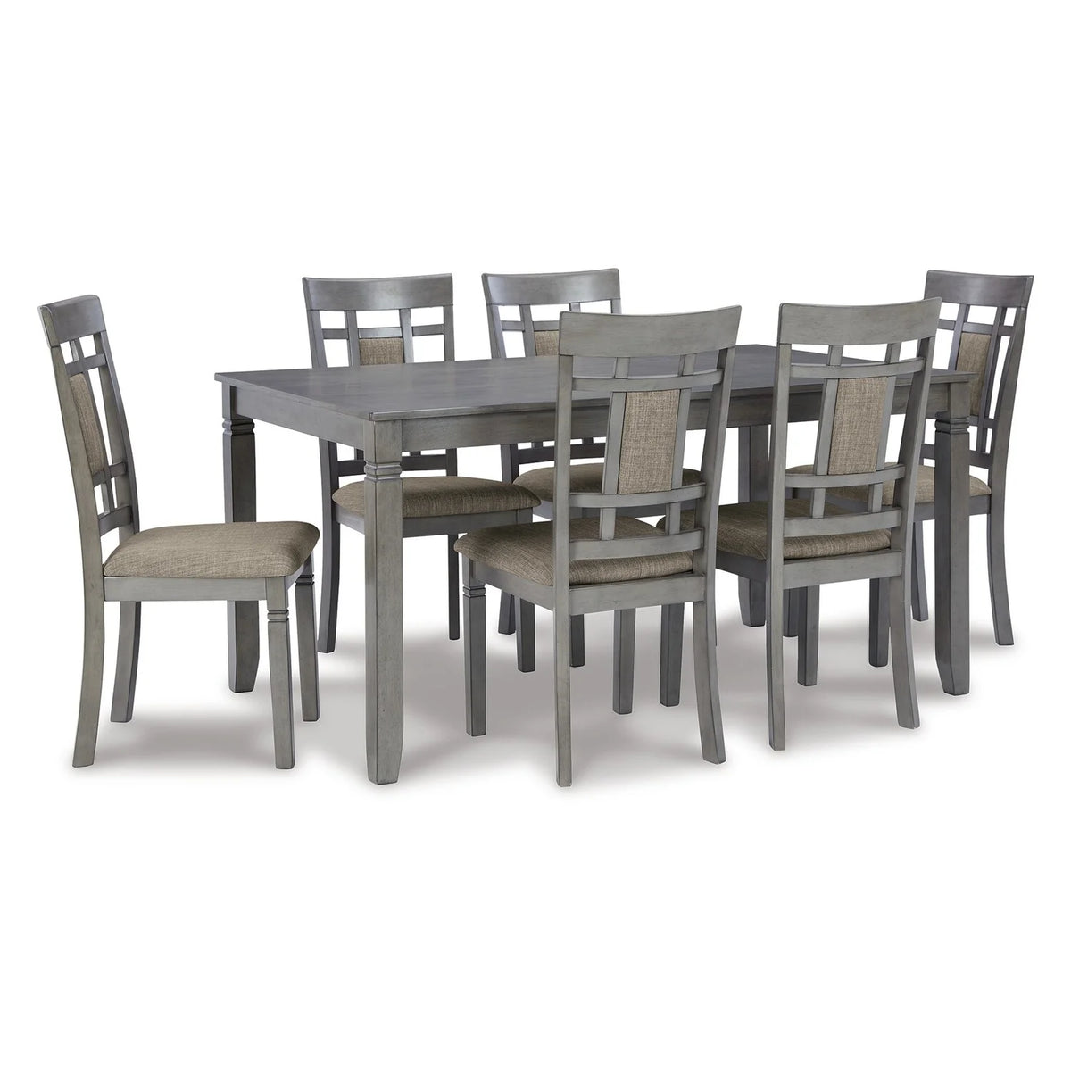 7 Piece Light Gray Wood Dining Table Set U3268