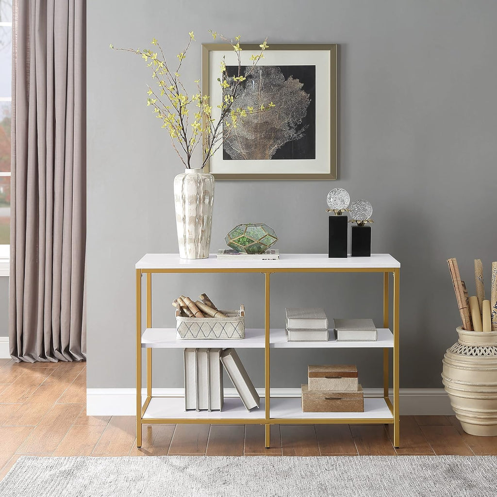 White Double 3 Shelf Bookcase and Credenza D41461