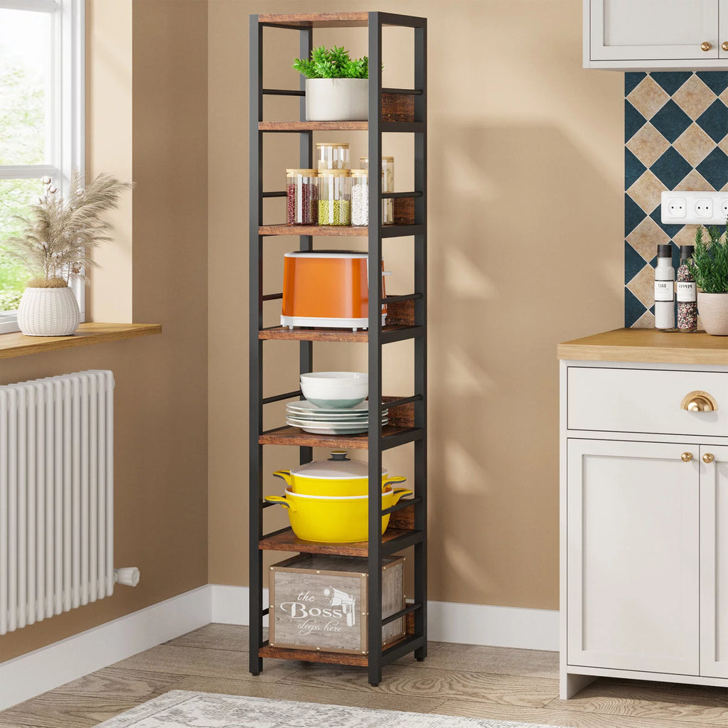 75" Tall Narrow 6 Tier Corner Bookshelf Y886753