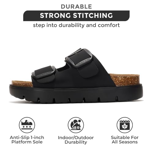 Genuine Leather Platform Sandals with Memory Foam Insole H778