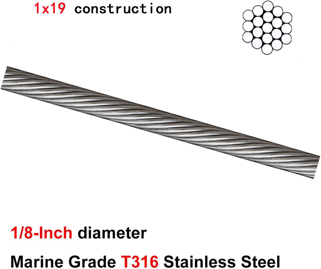 304 Stainless Steel Wire Rope 500ft 3/16 7x19 Cable O4264