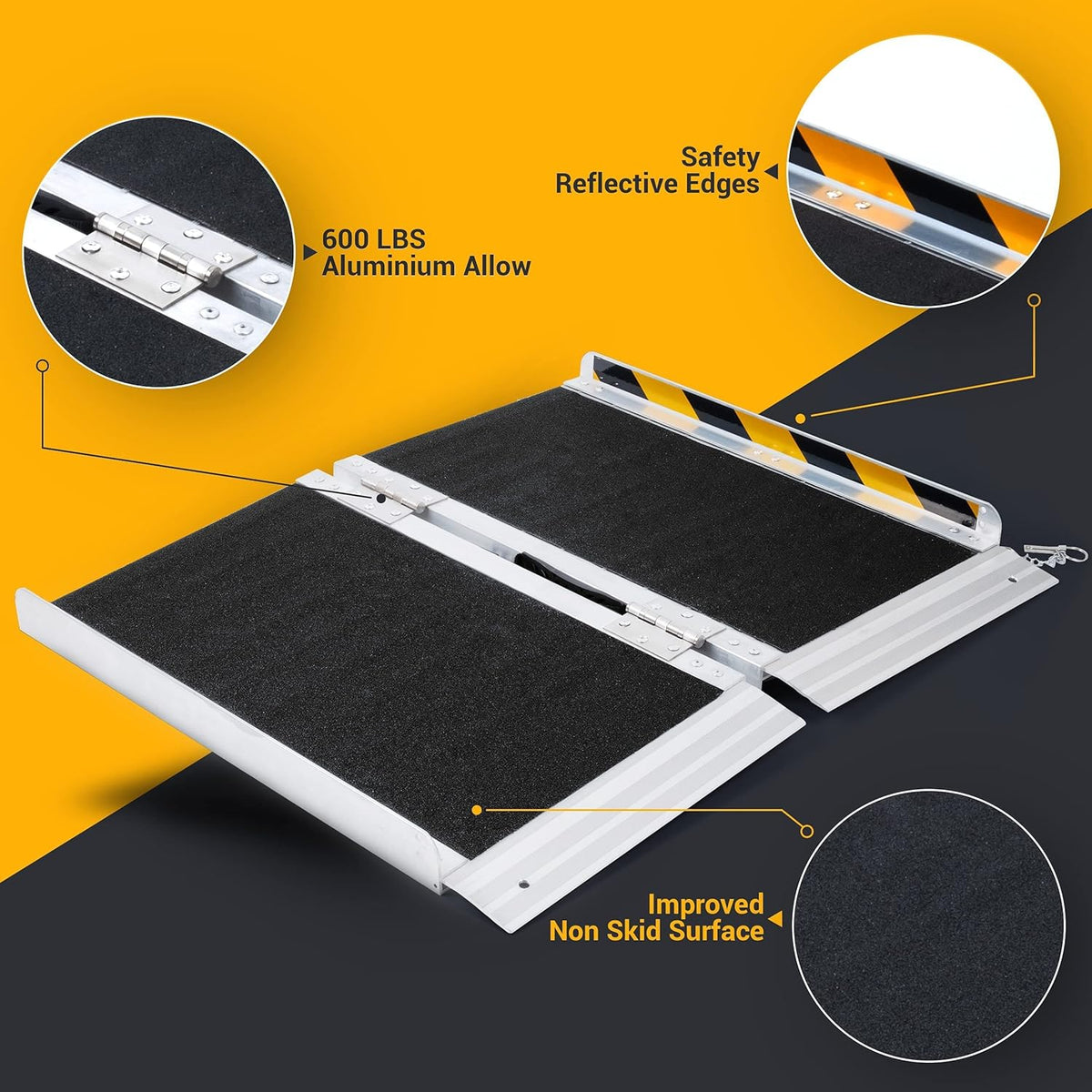 Portable Foldable Wheelchair Ramp with Handle (2FT) Q333
