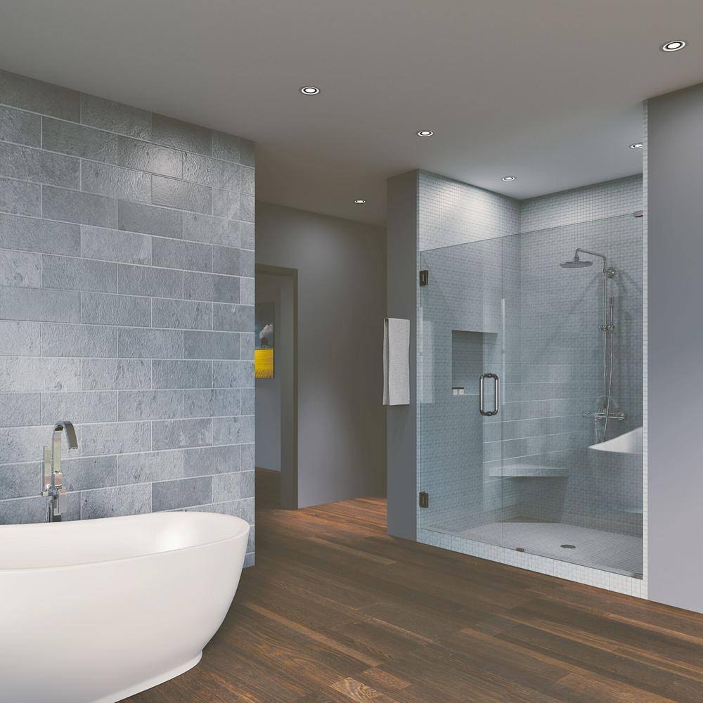51x22 x 80x22 Hinged Frameless Shower Door Brushed Nickel O972330