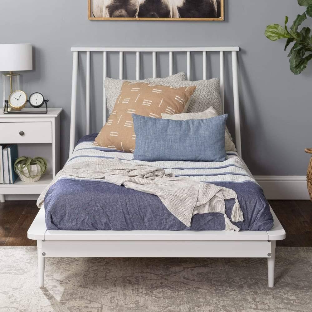 Twin Mid Century Solid Wood Spindle Bed O69373