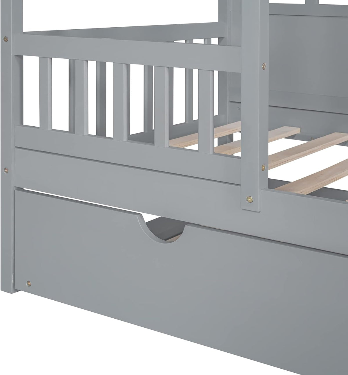 Gray Twin Size Wooden House Bed with Trundle D367616