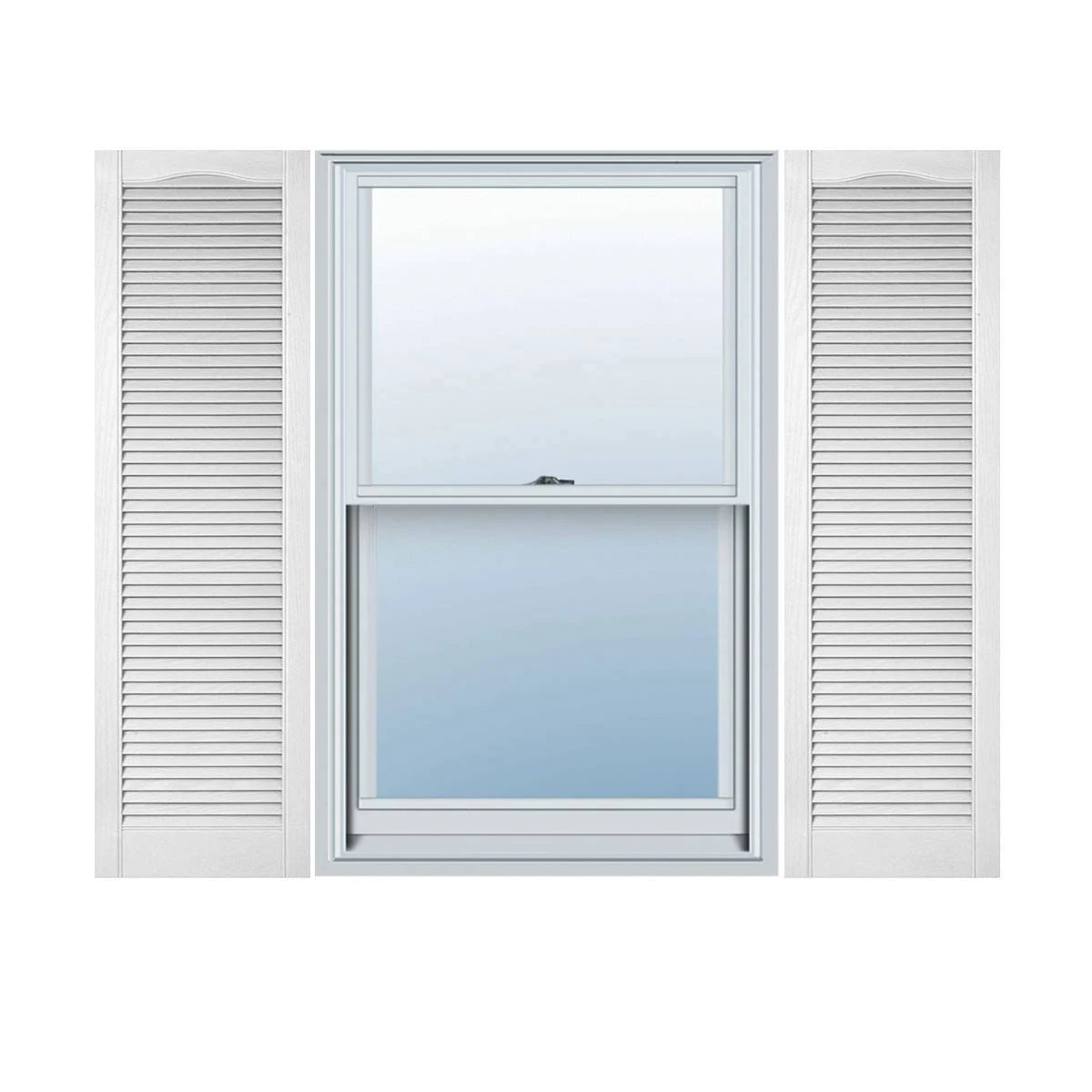 Vinyl Cathedral Top Open Louver Shutters R4027