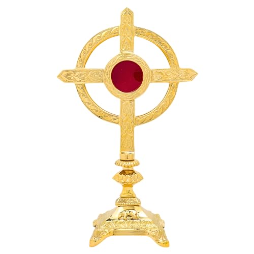 Brass Embossed Celtic Cross Reliquary, 13 x 8.75 Inches L431