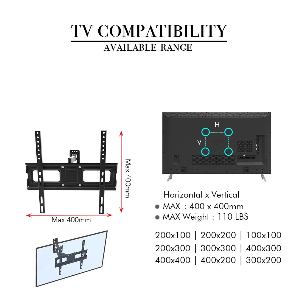 26-55" Black Swivel TV Wall Mount Bracket C621277