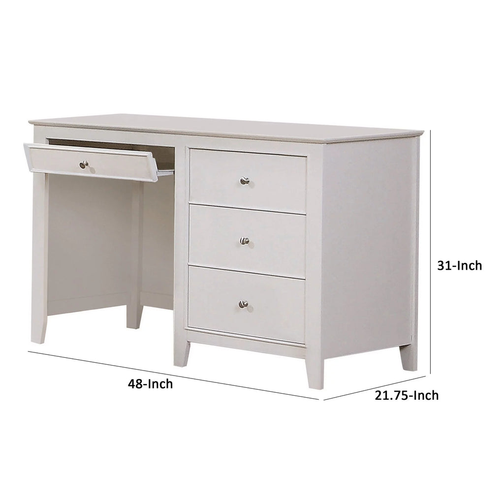 White 48 Inch 3 Drawer Writing Desk with Keyboard Tray M4963