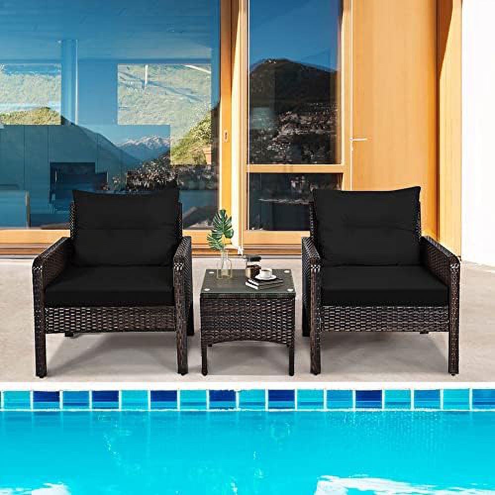 3 Piece Rattan Sectional Sofa Set with Seat Cushions C7248
